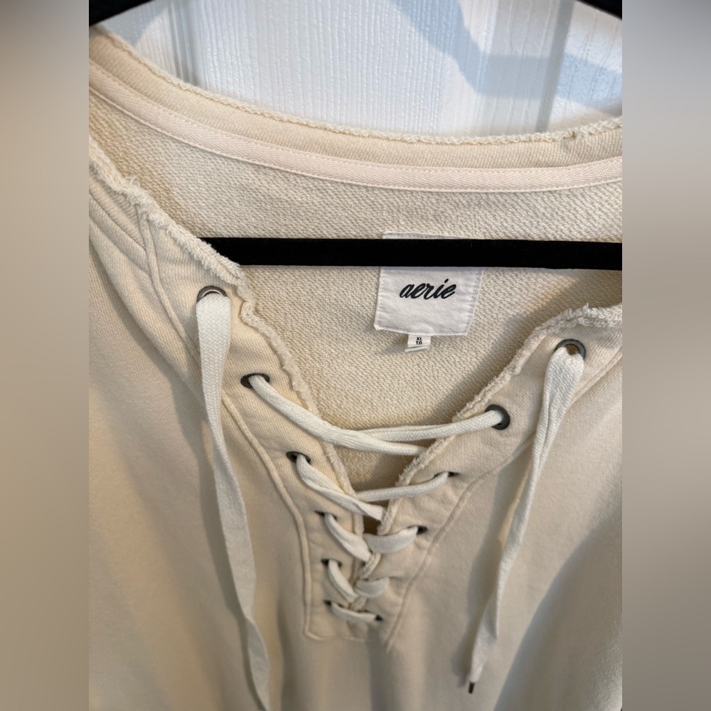 Aerie lace up oversized crew sweatshirt -XL